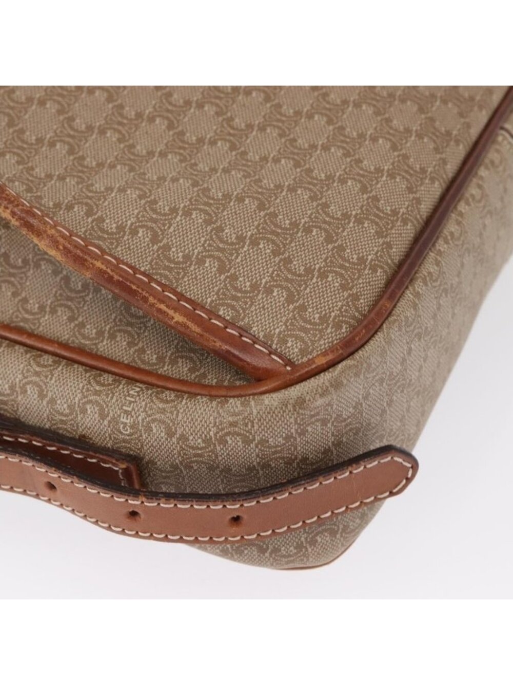 Authentic CELINE Macadam Canvas Shoulder Bag PVC Beige Gold - Picture 2 of 16